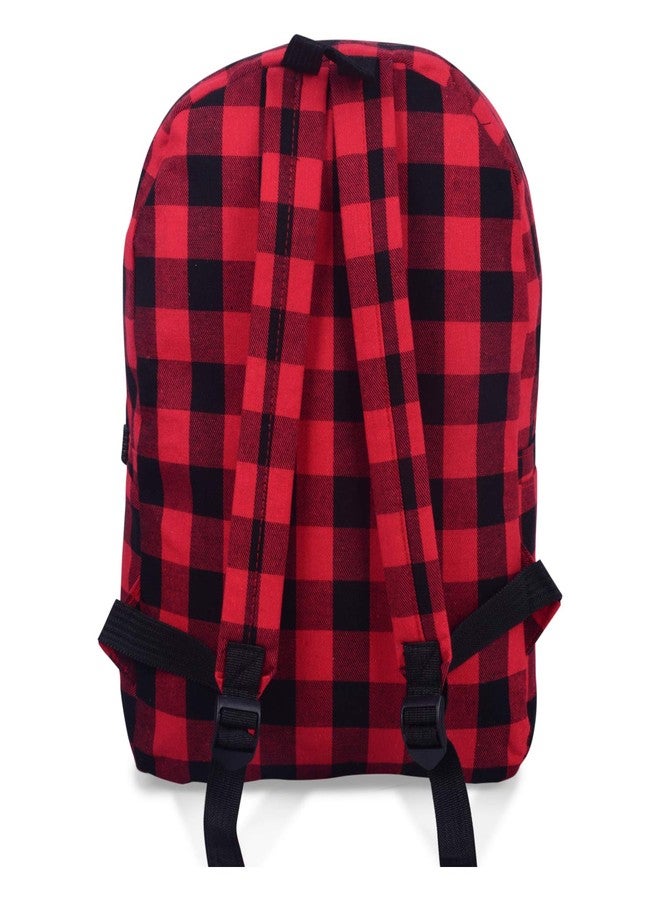 Crya Canvas Red and Black Trek Check Kid's School Backpack - Image 3